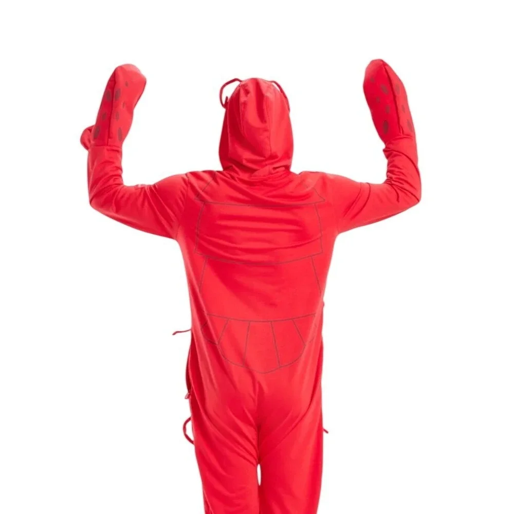 New Tipsy Elves Mens Red Lobster Costume Union Suit Halloween Onesie Pajamas-XS - Picture 3 of 6